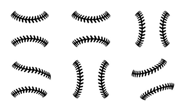 Baseball Stitch Vector Elements, Sports Game Seam Graphics, Athletic Equipment Design Accents