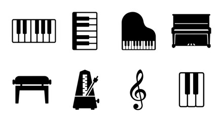 Piano Icons Set, Music Symbols, Keyboard Vector Graphics, Musical Instrument Collection © PERFECT QUALITY