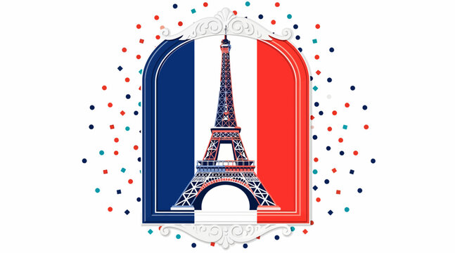 Eiffel Tower France Flag Confetti Celebration French Icon