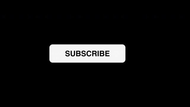 White subscribe button with bell icon being clicked, transparent background loop animation