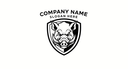 Obraz premium Wild Boar Emblem Logo - Aggressive Animal Mascot for Sports Teams or Brands