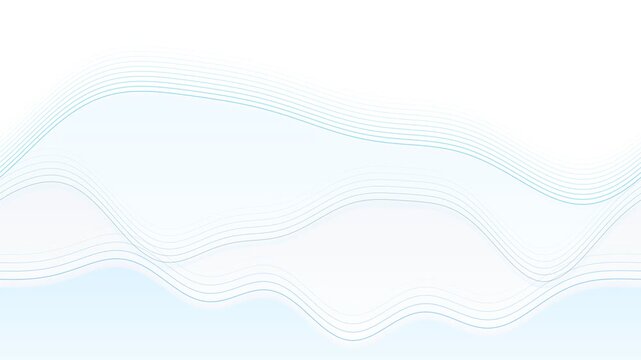 Abstract blue wave lines in motion against a clean white background for presentations