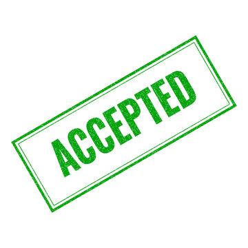 Green accepted rubber stamp seal on paper