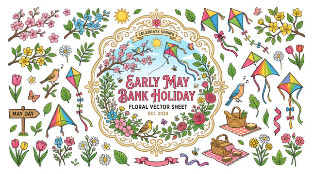 early may bank holiday floral vector illustration