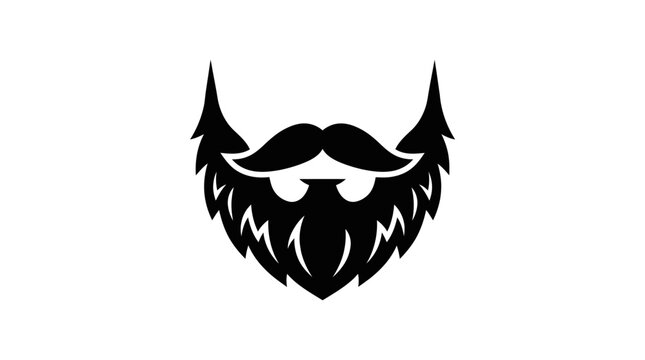 Minimalist black silhouette of a full beard and mustache.