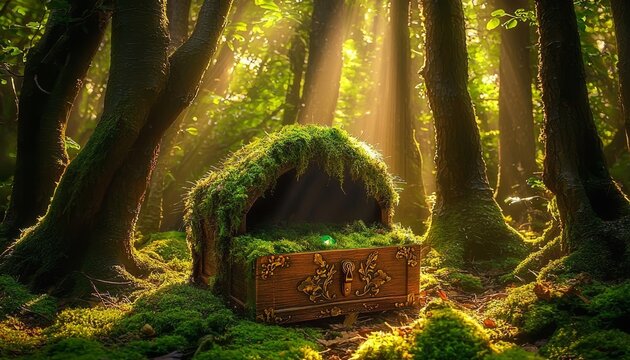 Nature's embrace adds an age-old charm to the forgotten relic under the sunbeams.