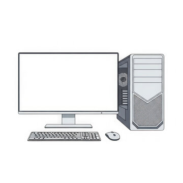 Computer desktop with monitor and tower