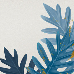 Blue philodendron xanadu leaf background, botanical aesthetic border © Rawpixel.com