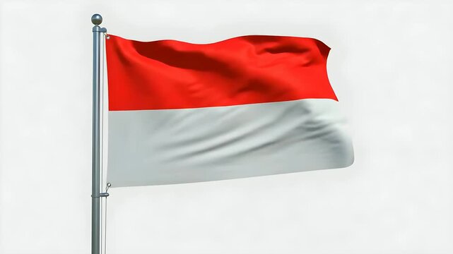 Indonesia flag object illustration. Indonesian bicolor flag on flagpole waving in wind