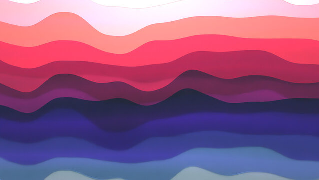 Dreamy twilight themed abstract background featuring wavy layers in coral, plum, and deep indigo
