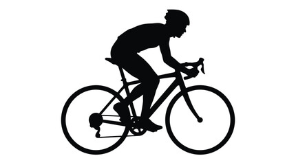 Obraz premium Black silhouette of a road cyclist riding a bicycle