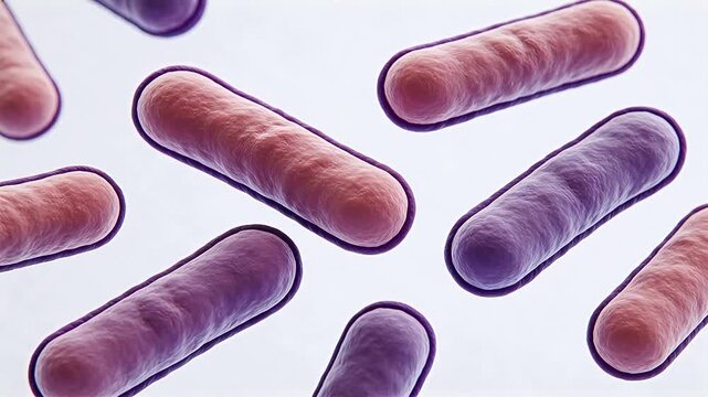 Bacteria cells under microscope