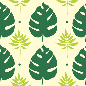 seamless pattern with green leaves, suitable for wallpaper, backdrop, textile design, fabric, packaging design