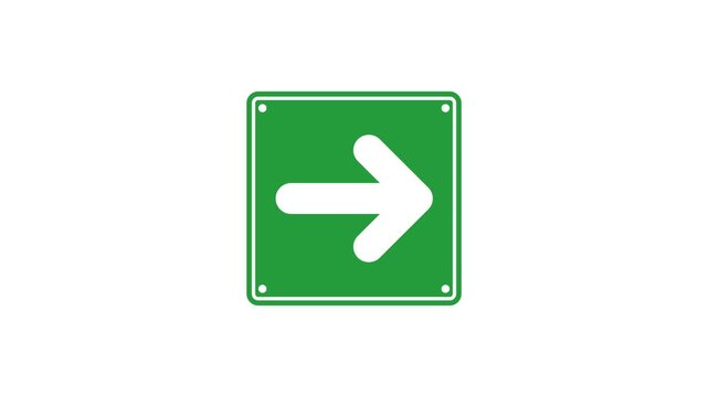 Right arrow icon animation for emergency exit sign 4k motion