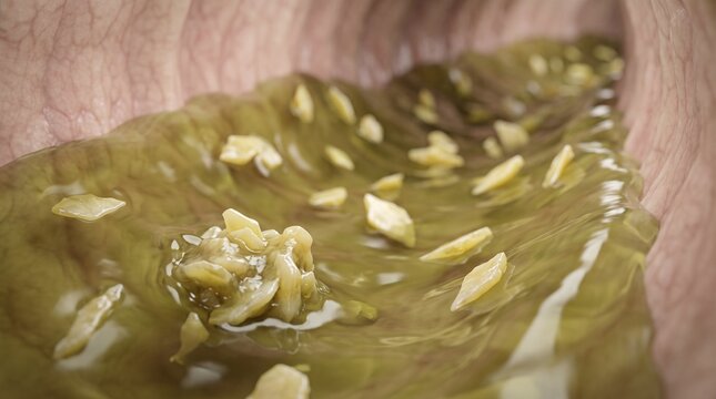 Detailed Medical Animation of Cholesterol Crystallization in Bile Flow
