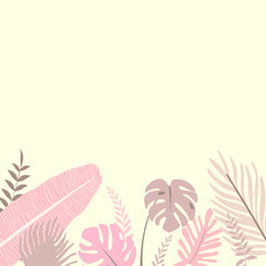 Pastel pink botanical leaf border, yellow design © Rawpixel.com
