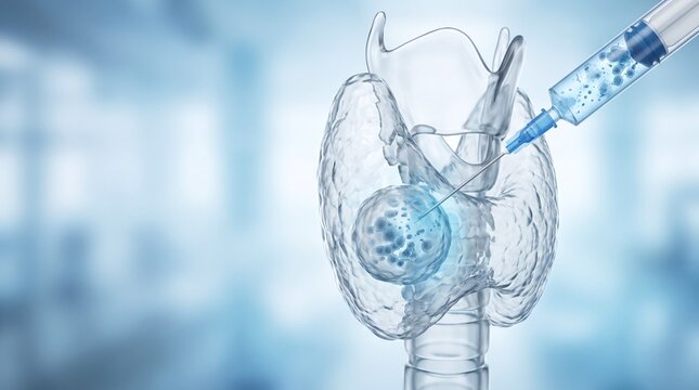 Conceptual 3D Render of Fluid Extraction from a Thyroid Cyst