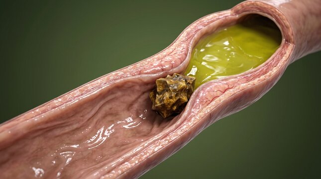 3D Anatomical Cutaway of a Gallstone Lodged in the Bile Duct