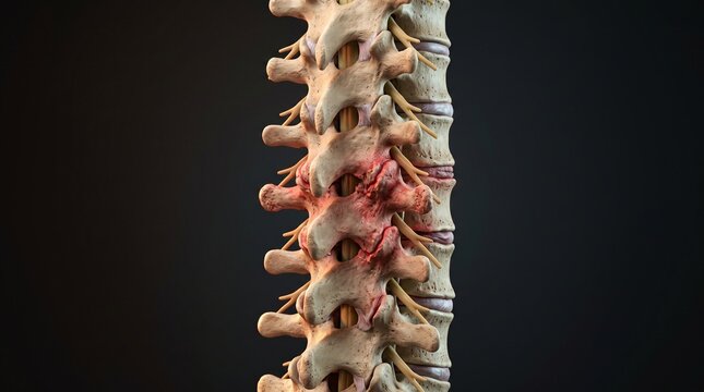 High-Contrast Posterior View Highlighting Thoracic Facet Joint Inflammation