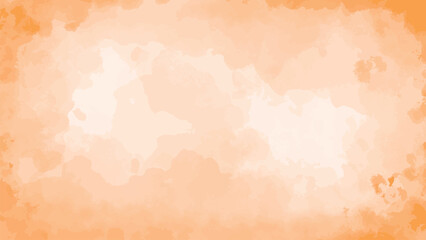 Fototapeta premium Autumn orange watercolor background. Abstract warm fall paint strokes. Horizontal template with translucent paint splashes for an autumnal mood and atmosphere, vector elements