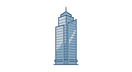 Obraz premium Minimalist vector illustration of a modern skyscraper office building.