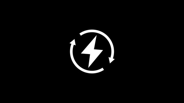 battery charging icon animation with loading white circle. lightning bolt icon in circle wireless charging icon.