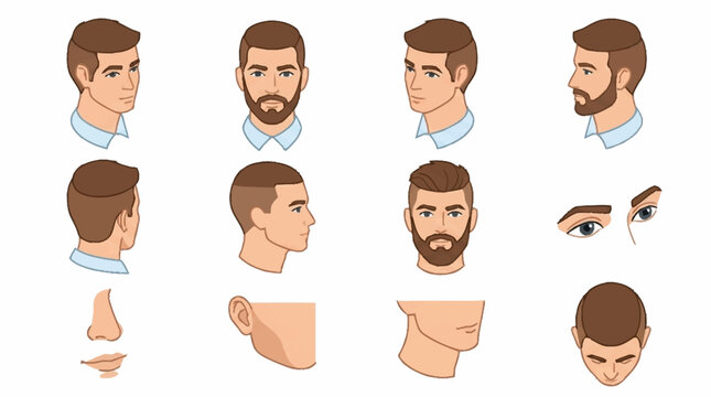 A collection of cartoon human face and body parts.