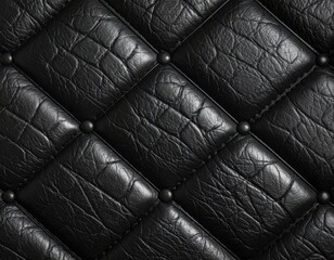 Obraz premium Close-up of diamond-tufted black textured material with decorative studs
