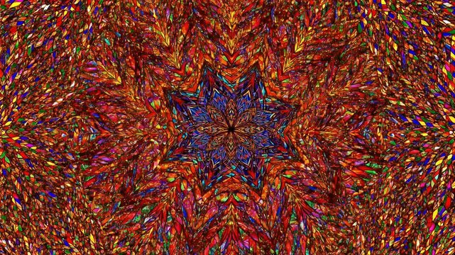 Psychedelic kaleidoscope pattern full mosaic animated