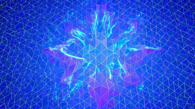Glowing digital snowflake in a full mosaic animated display