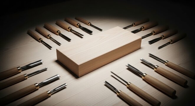 Many scalpels on a white table.