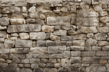 Fototapeta premium Processed collage of old ancient sand block wall texture in daylight. Background for banner.