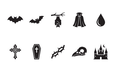 Obraz premium Set of halloween and gothic themed black silhouette icons with halloween monochrome mysterious witchcraft