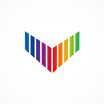 Colorful rainbow chevron arrow V shape logo.