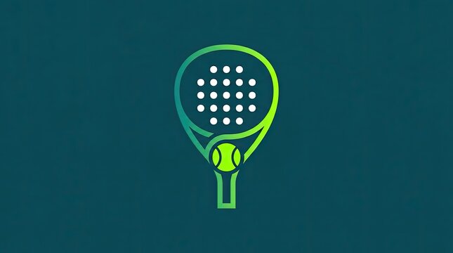 Minimalist green padel racket and ball icon.