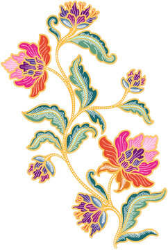 Indonesian Floral Batik Motif Illustration