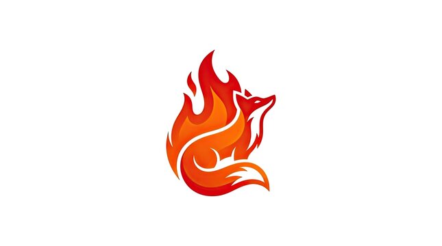 Vibrant flaming fox logo in orange and red.
