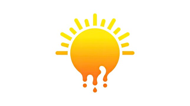 Yellow sun logo dripping like melting liquid.
