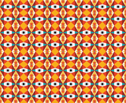 Retro Geometric Evil Eye Abstract Seamless Pattern