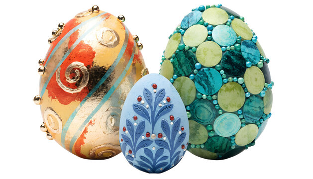 designed Easter eggs, Easter symbol, isolated on transparent background