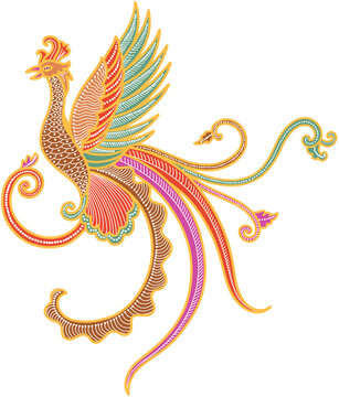 Indonesian Mythical Bird Batik Illustration