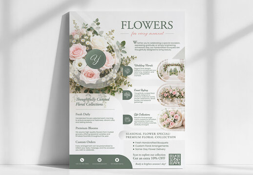 Minimal Flower Shop Poster Print Template