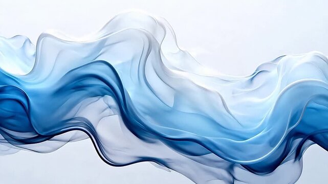 Flowing blue fabric on white background