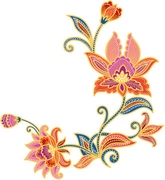 Decorative Floral Batik Ornament Illustration