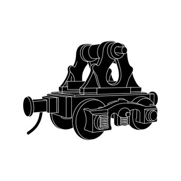 Isolated vector illustration of heavy industrial train wheel bogie assembly.