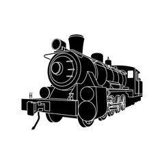 Vintage train black and white vector illustration for transportation. © MdRafiul