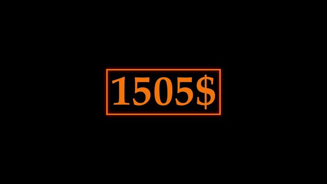 0 to 3000 us dollar counting icon.Abstract glowing usd dollar count,dollar countdown,currency counting,money concept icon animation.