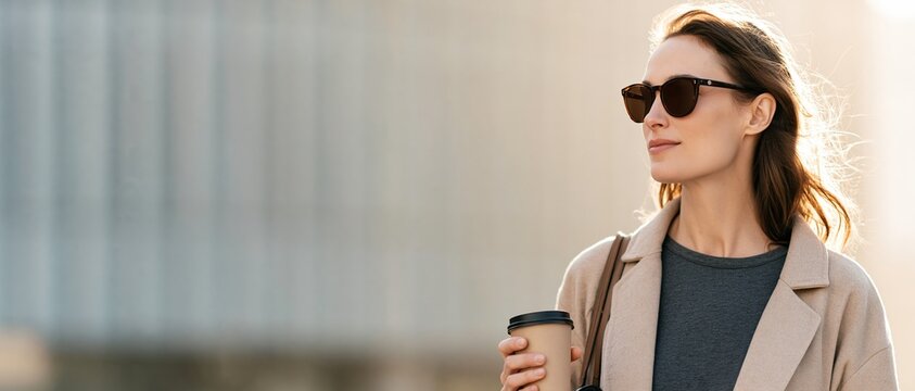 Young woman with coffee cup outdoors