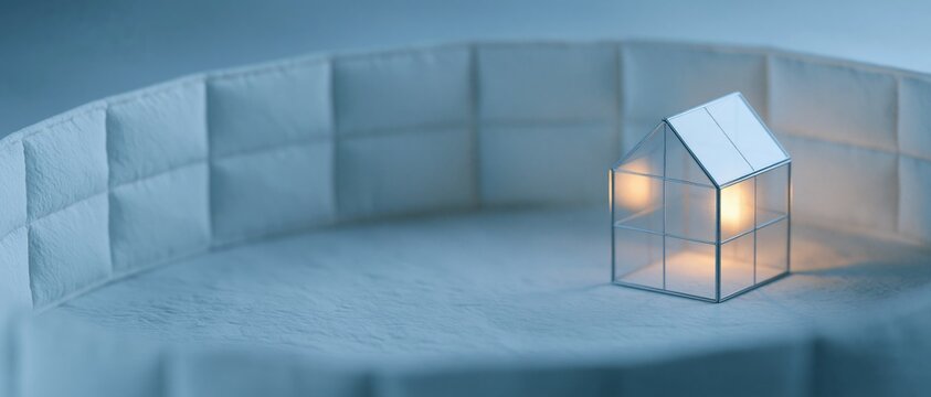 Glass house model inside circular wall