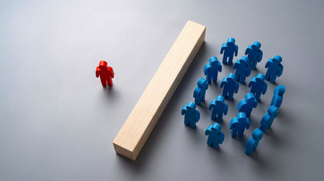 Single person balancing against a group of people on seesaw